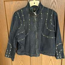 Vintage Ashley Stewart Cropped Studded Jean Jacket