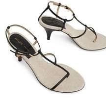 KHAITE Jones T-Strap 75 Sandals in Black & Natural 40 With Box Womens Heels