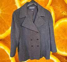 London Fog 100% Wool‎ Gray Pea Coat Size 10