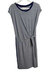 velvet by Graham & Spencer Dress Navy/White Sleeveless Stripe Tie Waist Sz Small