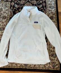 White Fleece Button Pullover