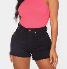 High Waist Black Denim Short