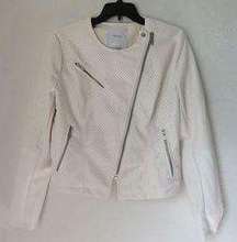 white faux leather motto jacket Size Large