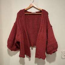 American Threads Balloon-Sleeved Knit Cardigan