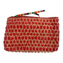 Miss Albright Tan Olefin Clutch‎ with Red Accents Anthropologie