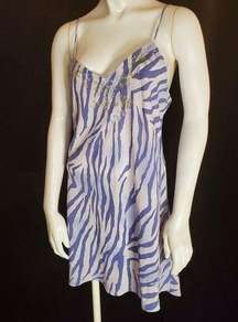 Natori Purple Zebra & Embroidered Floral Nightgown (S)