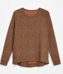 Lou & Grey Loft Brown Leopard Print Cozy Pullover Terry Sweatshirt M