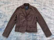 American Eagle Outfitters Brown Herringbone 2 Button Wool Blend Blazer Medium