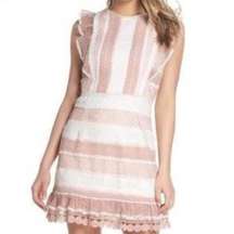 Kingston Lace Frill Dress - Dusted Pink & Cream Mini Dress 