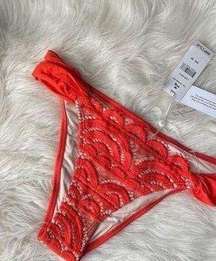 PILYQ Lace Teeny Bikini Bottoms Red Tomato NWT