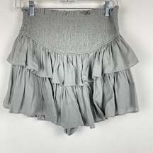 AMERICAN THREADS Shorts Skort Tiered Flowy Ruffle Bahamas Ruffle Shorts Gray S