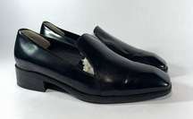 ZARA  Black Patent Leather Square Toe Heeled Slip On Loafers