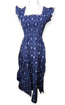 Hill House Home Ellie Nap Dress Navy Trellis Print Size Small NYC