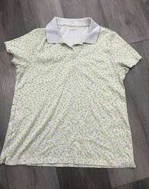 Lands' End Polo Golf Shirt Lemon Abstract Summer SIZE M 10-12