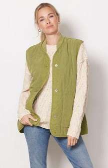 Free People Billy Military Vest Green Quilted Size XS