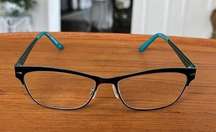 Project Runway Rx Glasses Brown Turquoise Steel Perforated Metal Frame & Temples