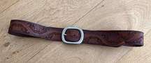 Silver Jeans Genuine Leather Patterned Western Belt in Tan