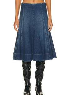 NWT KHAITE Lennox Denim A-Line Skirt Size 6