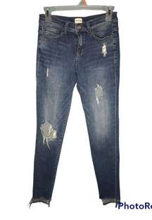 Sneak Peek Mid-Rise Distressed Skinny Jeans