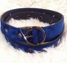 Velvet Round Buckle Grommeted Belt NWT