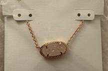 NWT Kendra Scott Elisa Rose Gold Pendant Necklace in Iridescent Drusy $70 MSRP