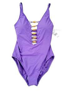 Bleu by Rod Beattie Paradise Found Lace Down One Piece Amethyst Size 10 NWT