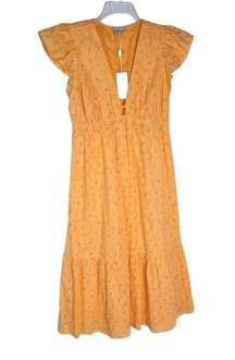 Rails Tina Embroidered Eyelet Cotton Midi Dress in Marigold Size S NWT