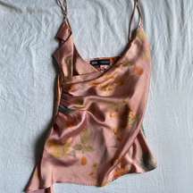 Pink Floral Satin Silk Tank Top NWOT Small