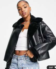 Leather Faux Fur Biker Jacket 