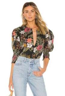 Geneva Tropical Floral Puff Sleeve Top