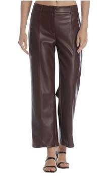 7 For All Mankind Vegan Leather High Waisted Brown Wide Leg Pants Trousers