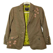 American Eagle Outfitters Womens Brown Floral Tweed Embroidered Blazer Size M‎