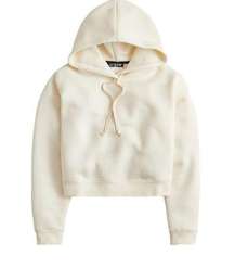 J.Crew Heritage fleece cropped hoodie in Ivory BW072 size M NWT