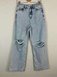 Zara | Light Wash Distressed Wide Leg Jeans Size 8 Women's