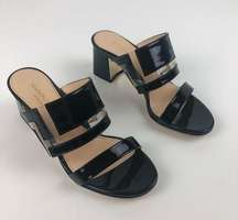 Marion Parke Bailey Geometric PVC Slide Sandal Block Heel 36 Black $596 in box