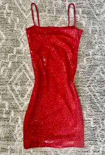 Red Sequin Tight Dress