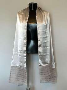 Liz Claiborne NWT silk scarf wrap. Silvery gray with shimmery bead details