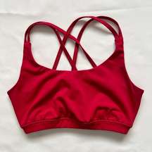 Red Retro Strappy Cross Back Cut Out Activewear Athleisure Sports Bra XS