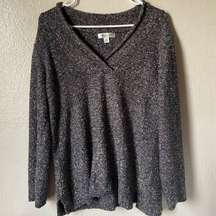 Grey V-Neck Sweater Top