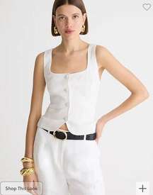 J. Crew Scoop Neck Linen Blend Cropped Vest White Size 0 BZ393 New