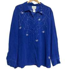 The Quacker Factory corduroy spider web button down top