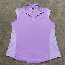 Women’s FootJoy Cap Sleeve Quarter Zip Golf Polo Shirt Purple Stripes Size L