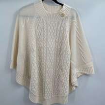 Chicos white knitted poncho sweater size large/xl
