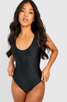 Boohoo ‘Petite Scoop High Leg’ One Piece Low Back Swimsuit NWT