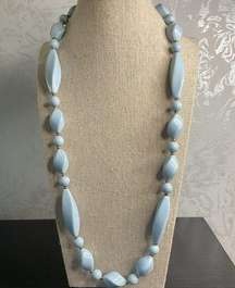 Vintage Baby Blue Twisted Bead and Round Gold Spacer Bead Necklace