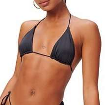 GOOD AMERICAN Matte Tiny Ties Bikini Top in black size 5