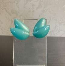 Vintage Blue Screw Back Double Teardrop Earrings