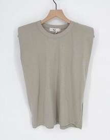 Frankie Shop Eva Padded Shoulder Muscle Tee Cotton in Light Gray Women's XS NEW