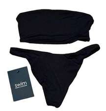 Naked Wardrobe Black Bandeau Bikini Set—Size XS