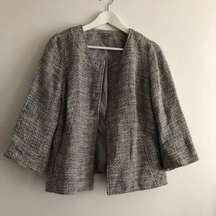 J.jill‎ 3/4 sleeve tweed blazer jacket Womens Size S Gray Work